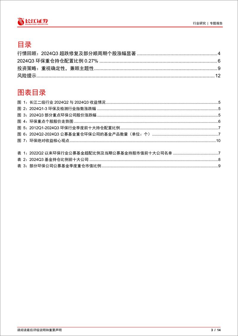 《环保行业：2024Q3环保持仓延续低配，配置价值依旧显著-241029-长江证券-14页》 - 第3页预览图