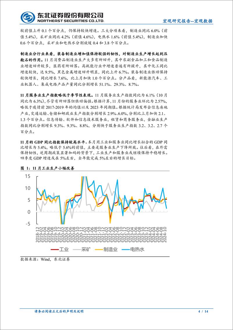 《11月经济数据点评：生产改善，消费仍有待提振-241216-东北证券-14页》 - 第4页预览图