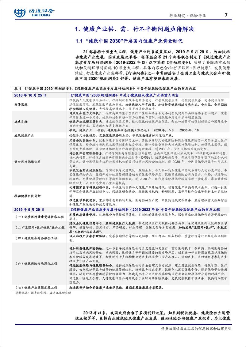 《保险行业健康产业专题报告：健康中国序幕拉开，保险行业大有可为-20191023-海通证券-41页》 - 第8页预览图