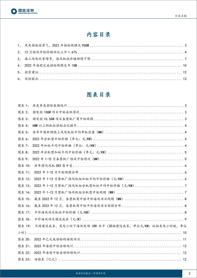 《新能源发电设备行业月报：2022年风电招标规模达95GW，2023年行业确定性高增长-20230104-国金证券-15页》 - 第3页预览图