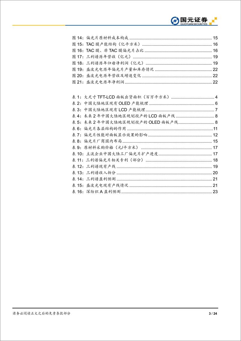 《偏光片行业深度报告：国产液晶面板厂商推动，偏光片国产化进入加速期-20190403-国元证券-24页》 - 第4页预览图