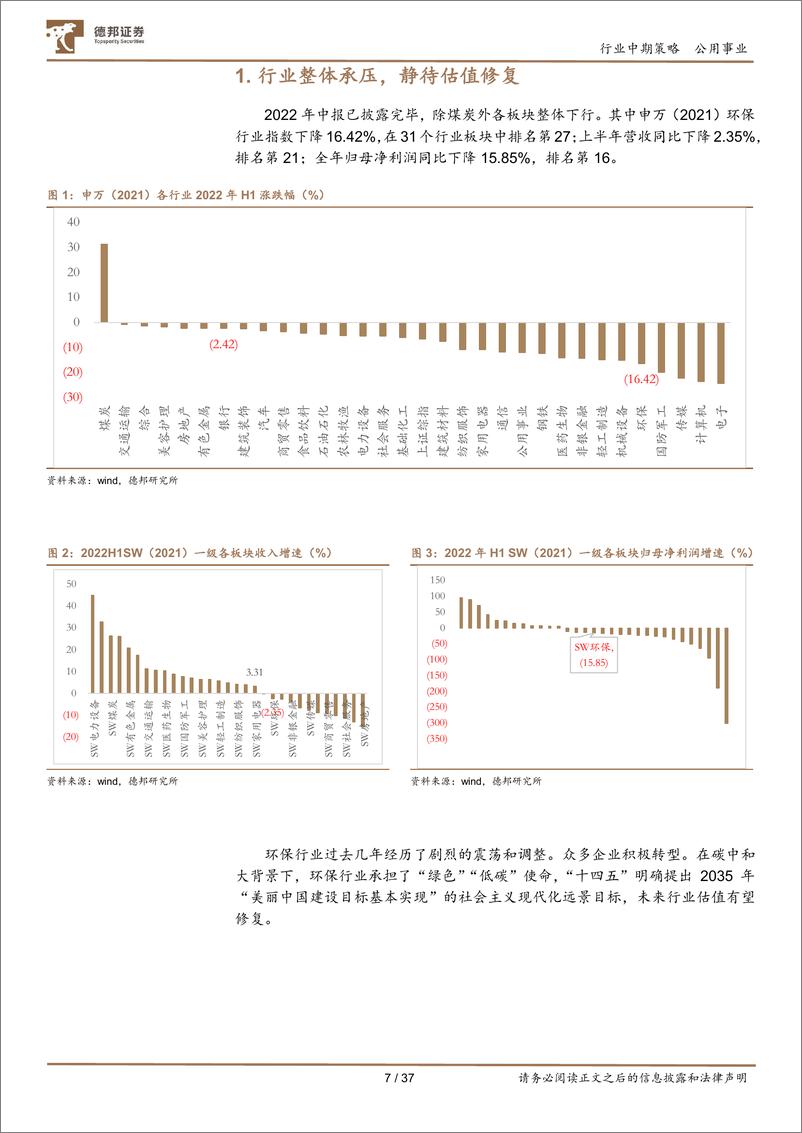 《环保行业板块2022中报总结：基建投资加快有望带来估值修复，高质量发展是行业趋势-20220915-德邦证券-37页》 - 第8页预览图