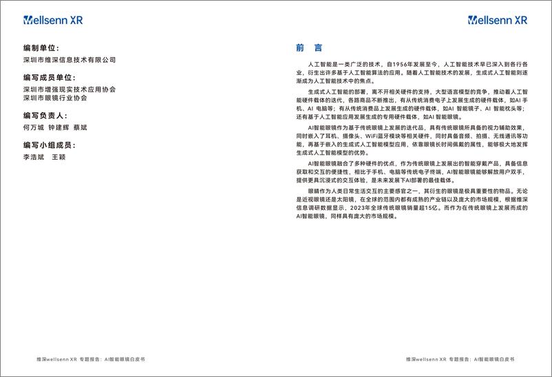 《维深Wellsenn XR_2024年AI智能眼镜白皮书》 - 第2页预览图