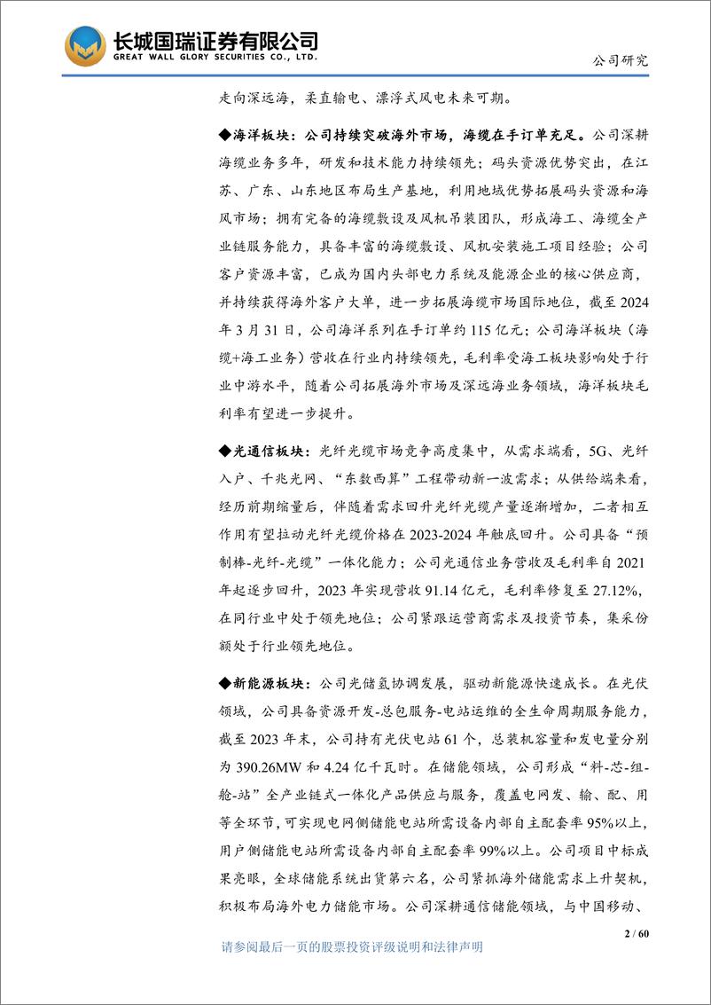 《长城国瑞证券-中天科技-600522-光通信及电网业务为基石 海风光储打造第二增长曲线》 - 第2页预览图