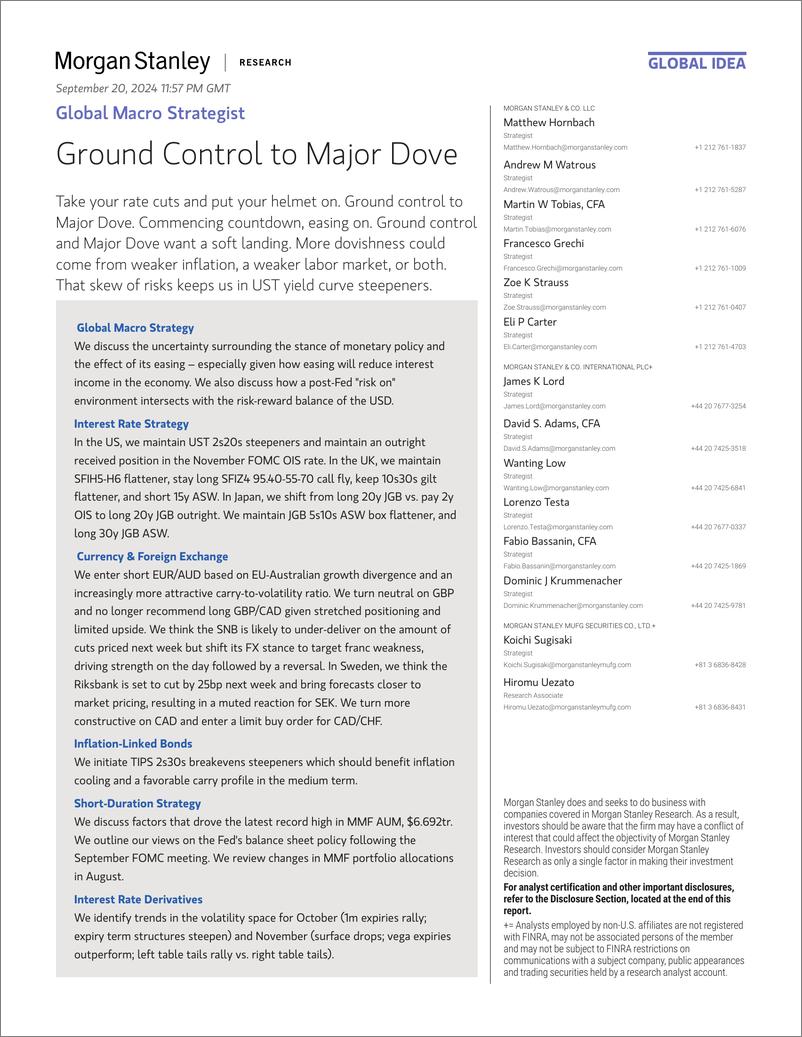 《Morgan Stanley Fixed-Global Macro Strategist Ground Control to Major Dove-110414138》 - 第1页预览图