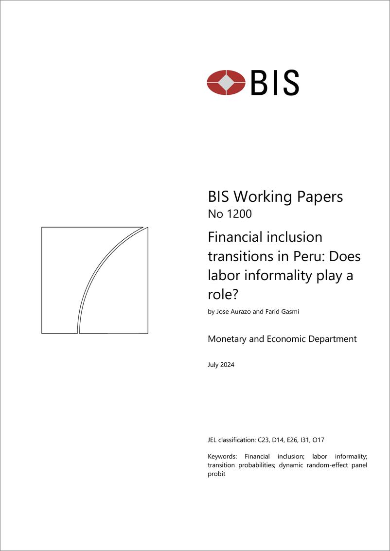 《国际清算银行-秘鲁的金融包容性转型：非正规劳动力是否发挥作用？（英）-2024.7-26页》 - 第1页预览图