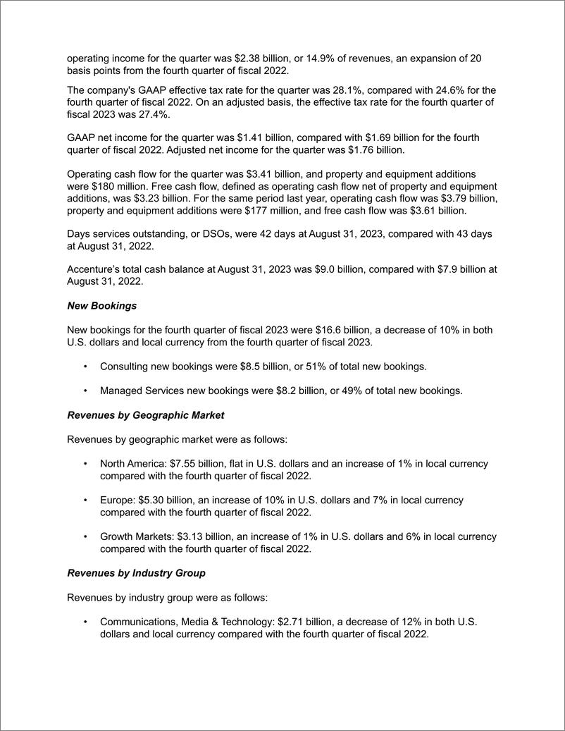 《埃森哲公布2023财年业绩-英-15页》 - 第4页预览图