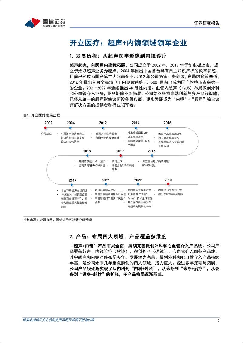 《开立医疗(300633)超声和软镜行业领军者，多产线布局厚积薄发-240717-国信证券-52页》 - 第6页预览图