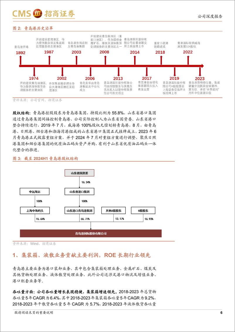 《青岛港(601298)北方最大综合枢纽港，收购优质资产带动现金流提升-241111-招商证券-25页》 - 第6页预览图