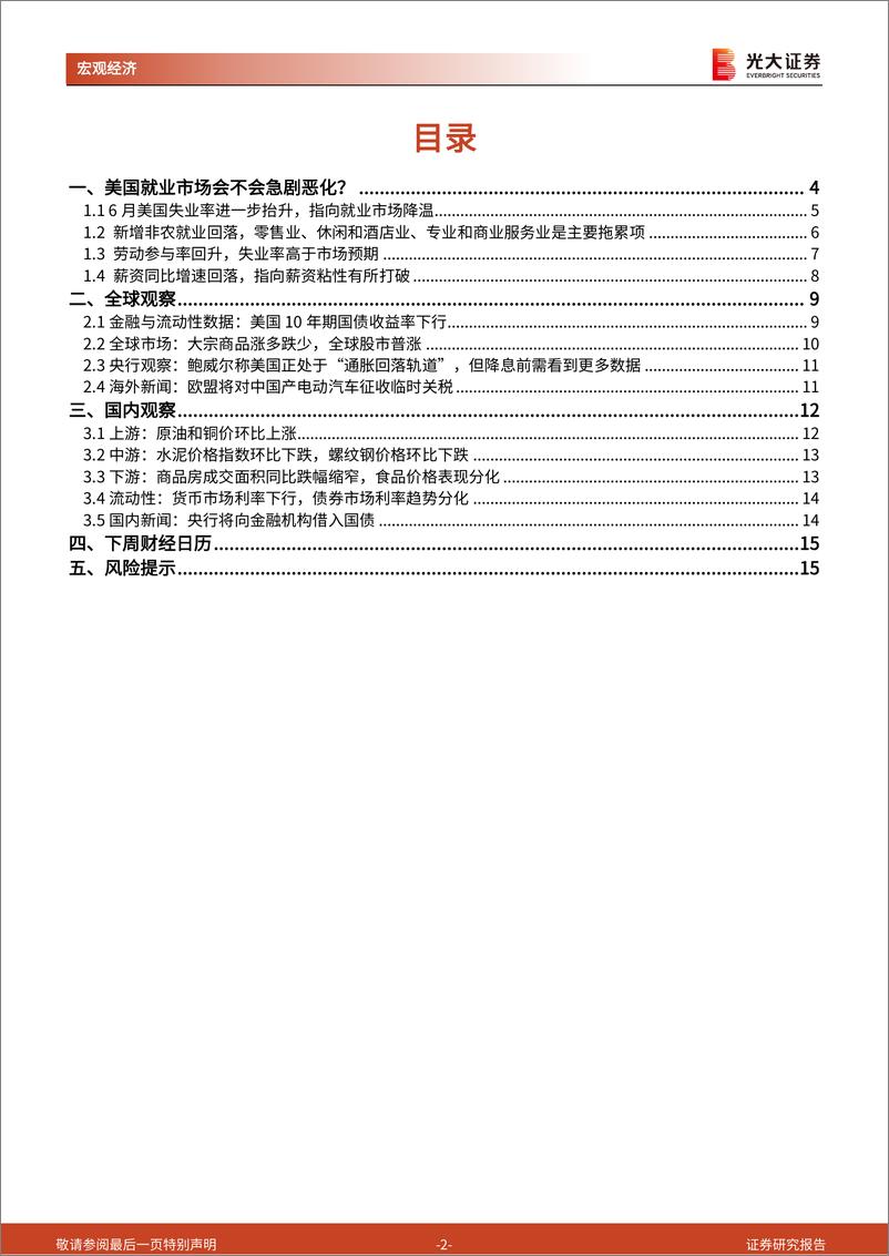 《2024年6月美国非农数据点评兼光大宏观周报：美国就业市场会不会急剧恶化？-240706-光大证券-16页》 - 第2页预览图