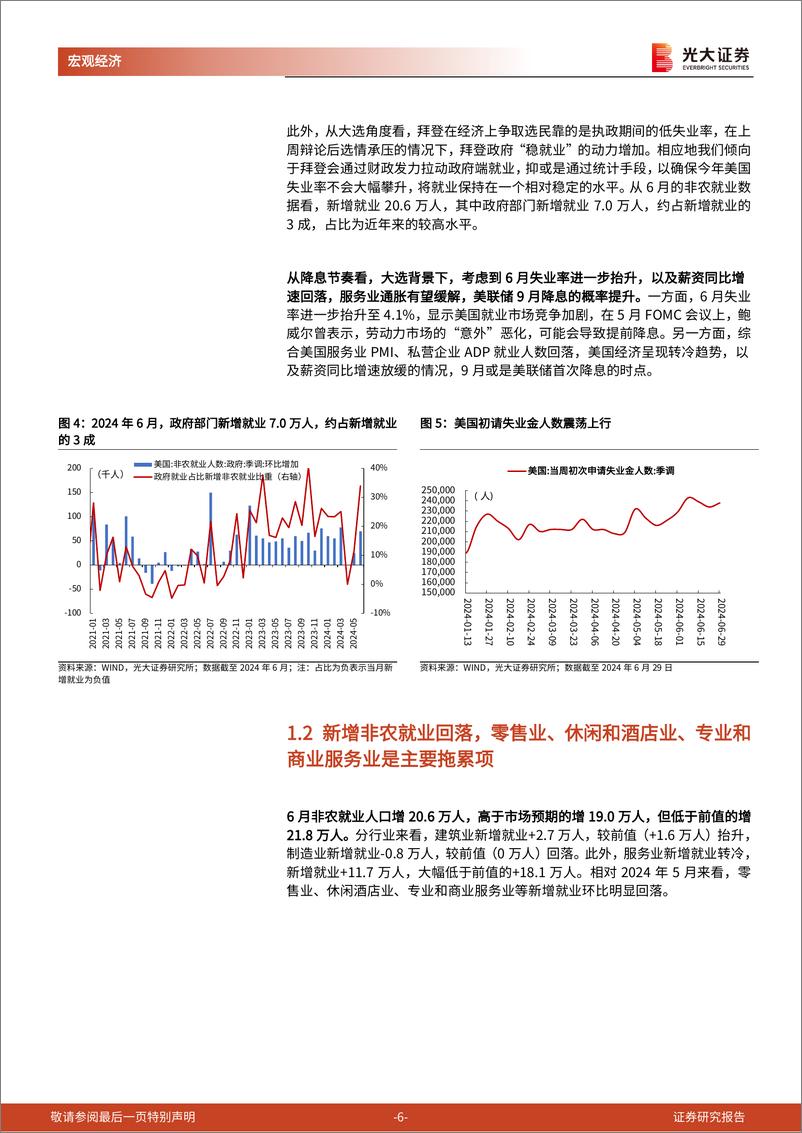 《2024年6月美国非农数据点评兼光大宏观周报：美国就业市场会不会急剧恶化？-240706-光大证券-16页》 - 第6页预览图