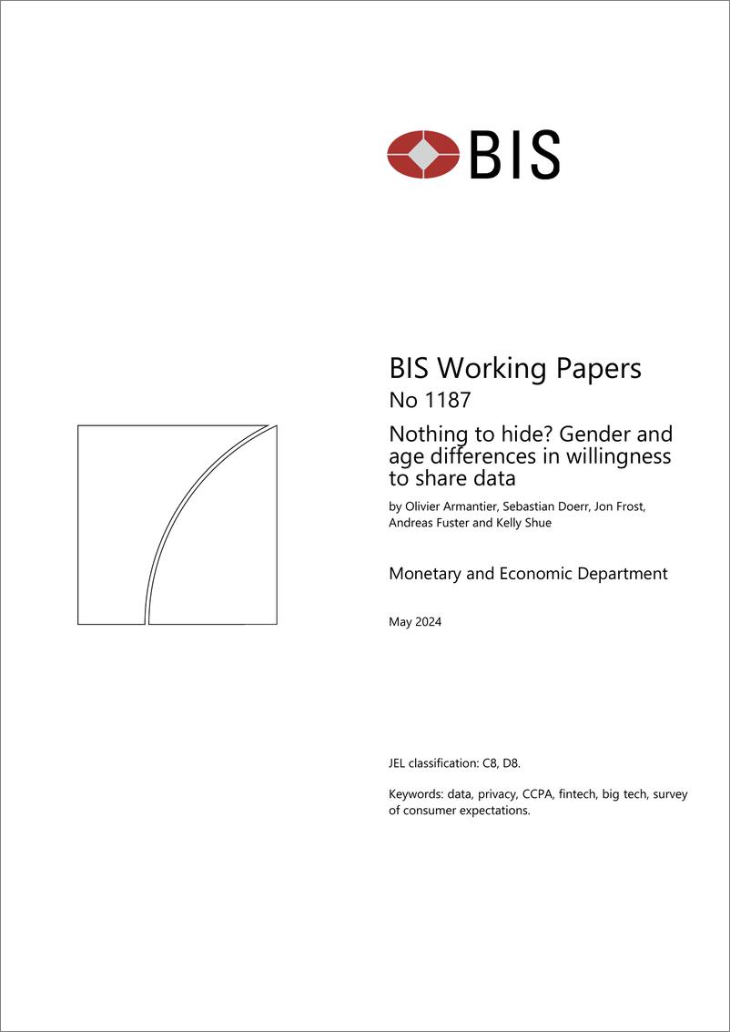 《国际清算银行-没什么好隐瞒的吗？共享数据意愿方面的性别和年龄差异（英）-2024.5-36页》 - 第1页预览图