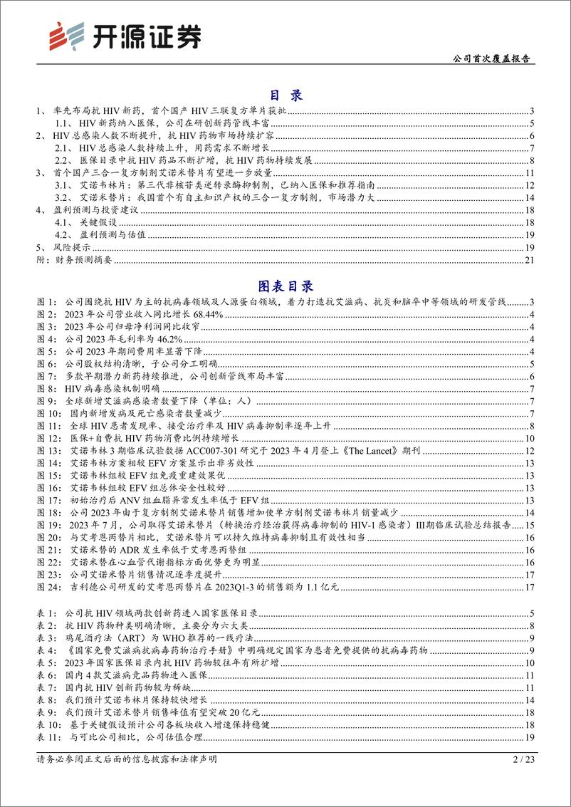 《开源证券-艾迪药业-688488-公司首次覆盖报告：HIV药物市场持续扩容，创新药艾诺米替有望进一步放量》 - 第2页预览图