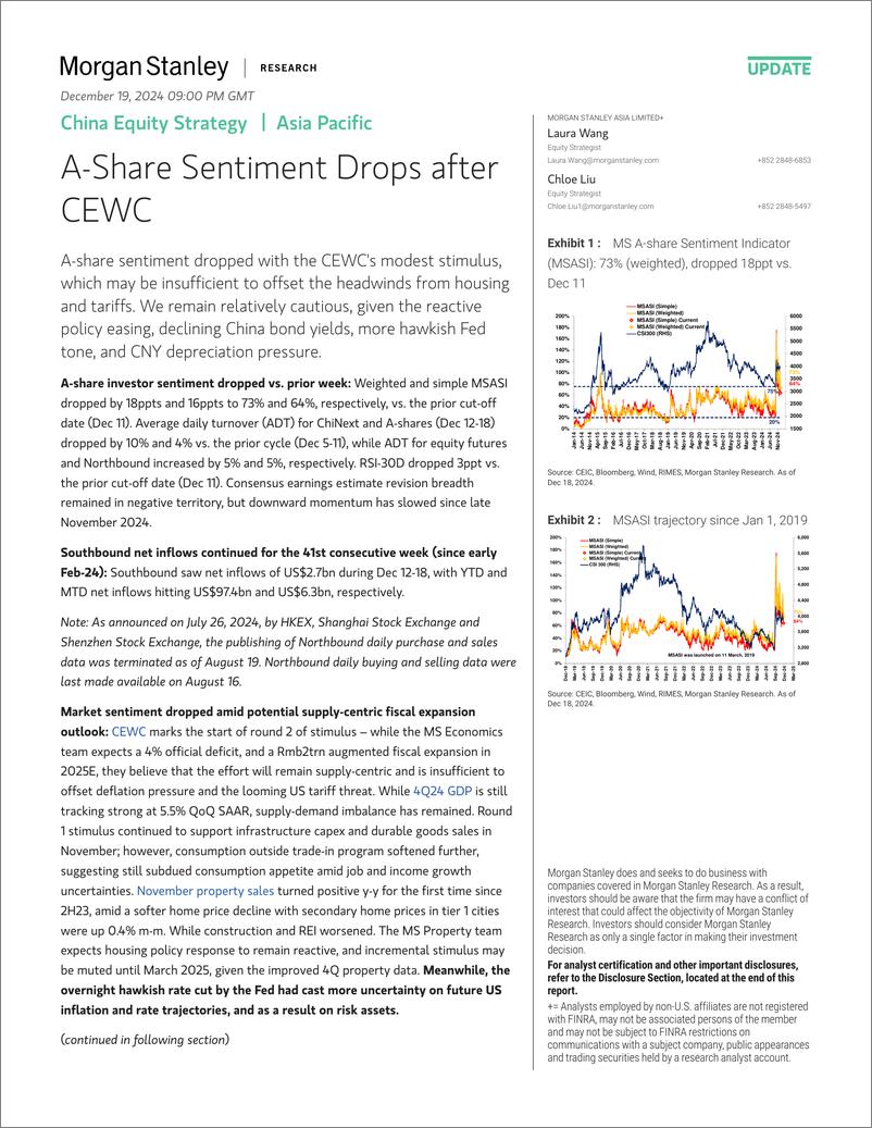 《Morgan Stanley-China Equity Strategy A-Share Sentiment Drops after CEWC-112299399》 - 第1页预览图