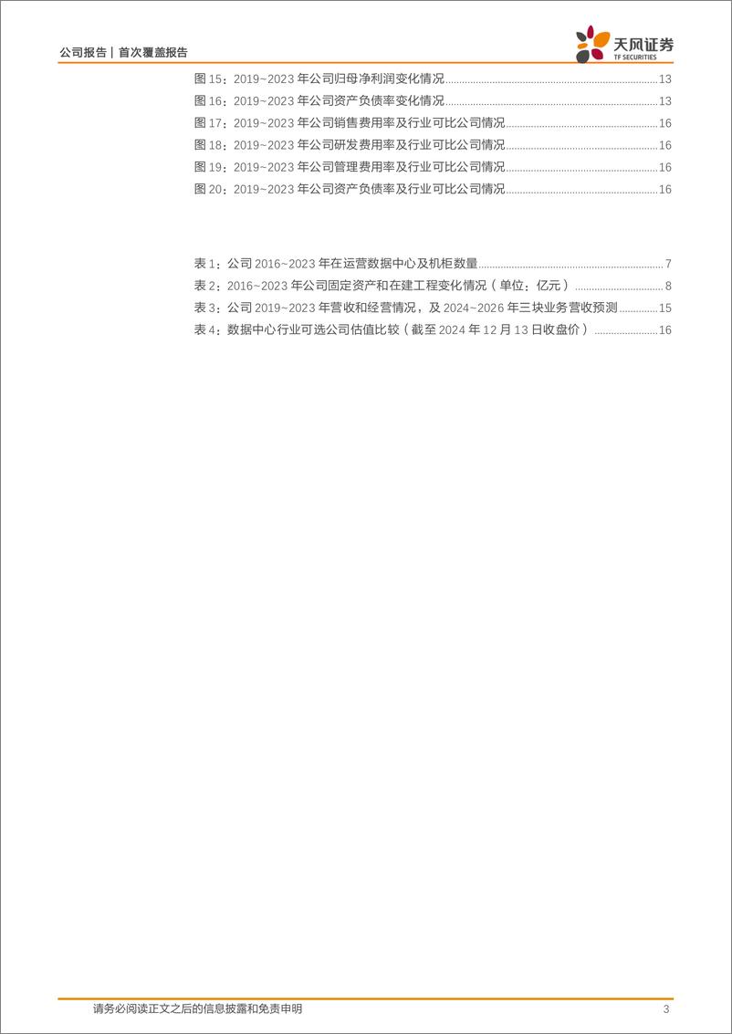 《数据港(603881)国有数据中心龙头，整体经营稳步向上-241218-天风证券-19页》 - 第3页预览图