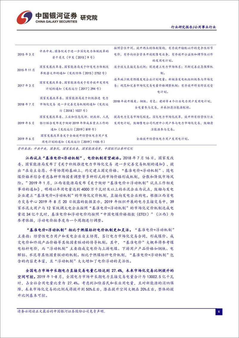 《电力行业9月行业洞察报告：火电发电降幅收窄，电力市场化交易活跃-20190926-银河证券-24页》 - 第8页预览图