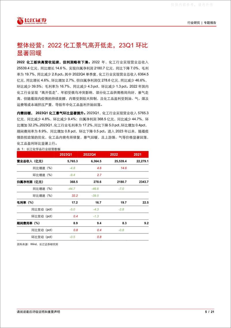 《长江证券-基础化工行业2022年及2023Q1业绩综述：阴云散去，回归明亮-230506》 - 第5页预览图