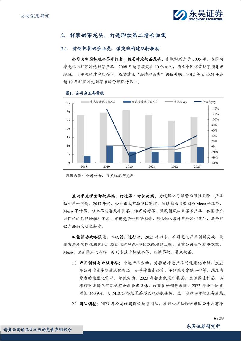 《香飘飘(603711)杯饮天地新，香飘知行路-240807-东吴证券-38页》 - 第6页预览图