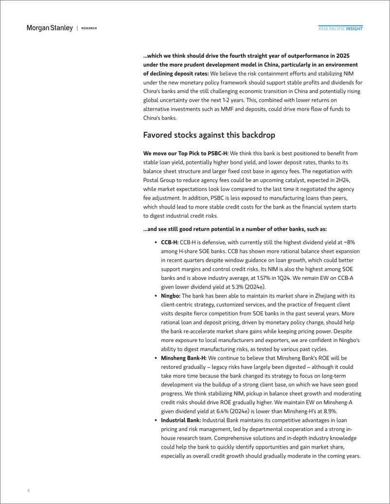 《Morgan Stanley-China – Banks Look for outperformance for the fourth year i...-109875071》 - 第4页预览图