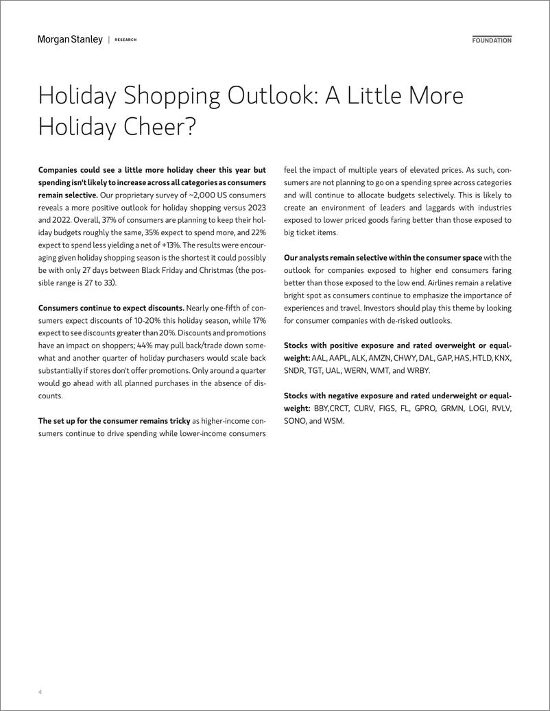 《Morgan Stanley Fixed-Thematic Alpha Holiday Shopping Outlook A Little More Holi...-111556715》 - 第4页预览图