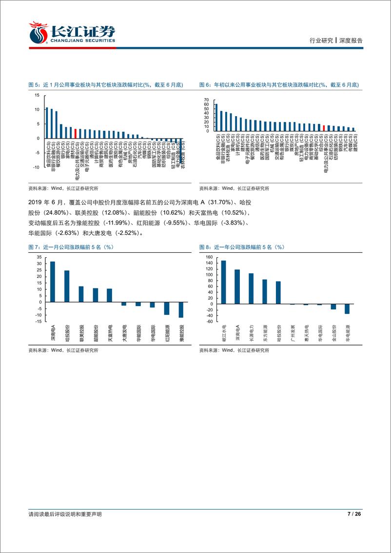 《公用事业行业：上半程用电需求实现平稳增长，清洁能源出力攀升火电同比增速转正-20190730-长江证券-26页》 - 第8页预览图