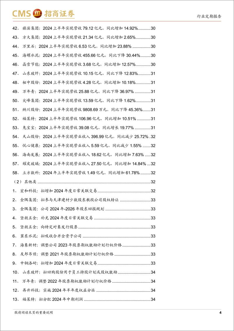 《建材行业定期报告：建材经营持续承压，存量需求下看好优质C端龙头-240903-招商证券-35页》 - 第4页预览图