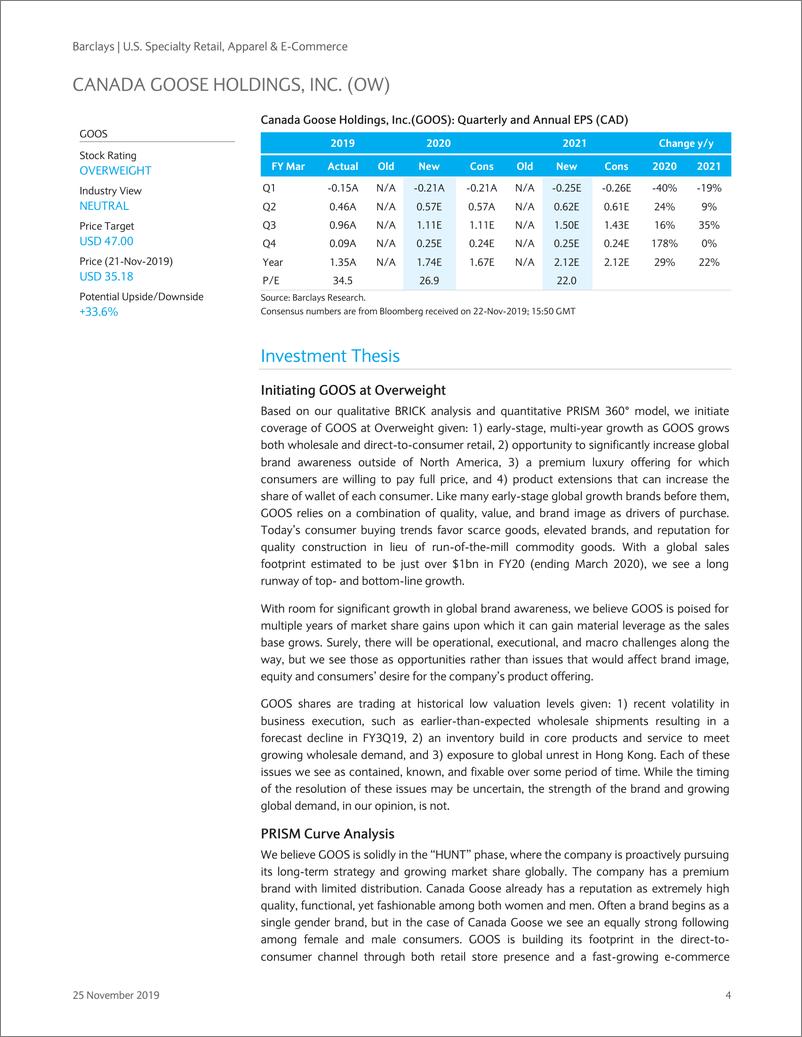 《巴克莱-美股-零售行业-美国专业零售、纺织品与电子商务：GOOS、LULU个股研究-2019.11.25-35页》 - 第5页预览图