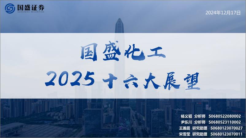 《化工行业2025十六大展望-241217-国盛证券-57页》 - 第1页预览图