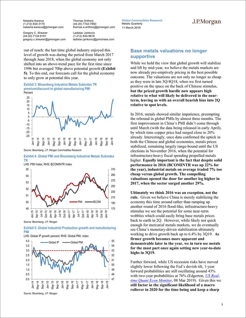 《J.P. 摩根-全球-金属与采矿业-金属季报：应谨慎对待Q2金属估值拉伸，但Q3全球经济增长将重新上行-2019.3.11-54页》 - 第4页预览图