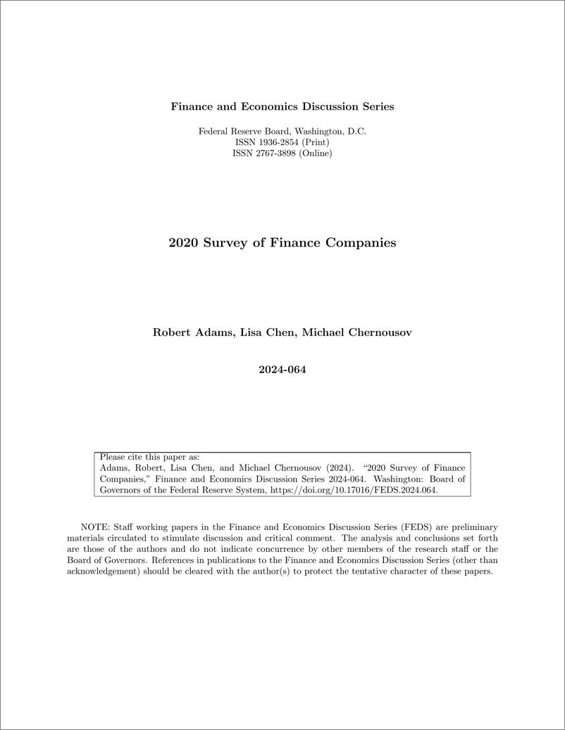 《美联储-2020年金融公司调查（英）-2024.8-32页》 - 第1页预览图