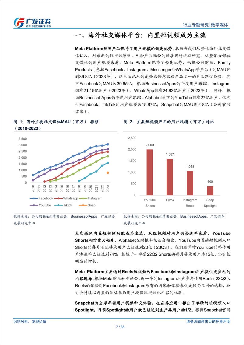 《数字媒体行业：互联网巨头“短视频”与“AI%2b”战略，共性与差异点剖析-240409-广发证券-33页》 - 第7页预览图