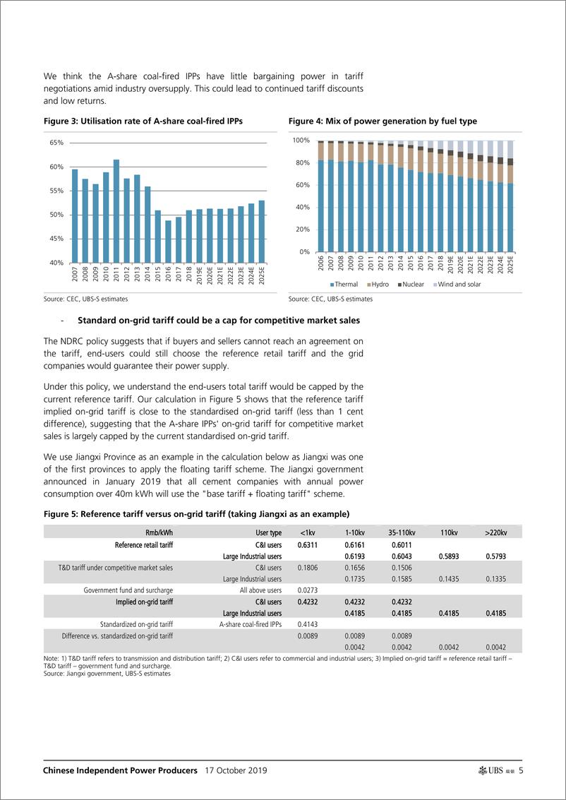 《瑞银-中国-电力公用事业行业-A股电力行业：浮动汇率制下，关税可能会下降-2019.10.17-28页》 - 第6页预览图