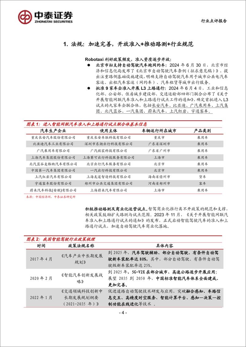 《计算机行业中泰科技：法规%2b技术%2b降本三维发力，Robotaxi商业元年已至-240714-中泰证券-15页》 - 第4页预览图