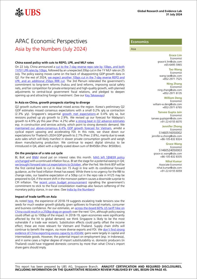 《UBS Economics-APAC Economic Perspectives _Asia by the Numbers (July 2024)_...-109523806》 - 第1页预览图