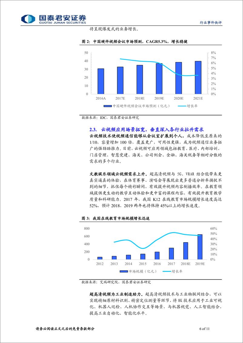 《通信设备及服务行业超高清视频产业发展行动计划出台事件快评：超高清视频规划出台，刺激视频通信百亿-20190305-国泰君安-11页》 - 第7页预览图