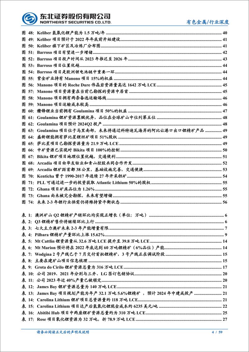 《有色金属行业海外锂矿企业2022Q3经营情况跟踪报告：澳矿Q3出货量收紧，海外锂矿延期投产情况持续-20221220-东北证券-59页》 - 第5页预览图