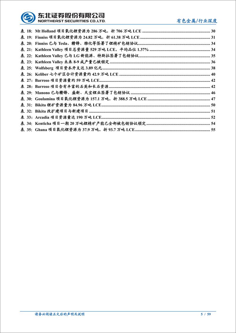 《有色金属行业海外锂矿企业2022Q3经营情况跟踪报告：澳矿Q3出货量收紧，海外锂矿延期投产情况持续-20221220-东北证券-59页》 - 第6页预览图