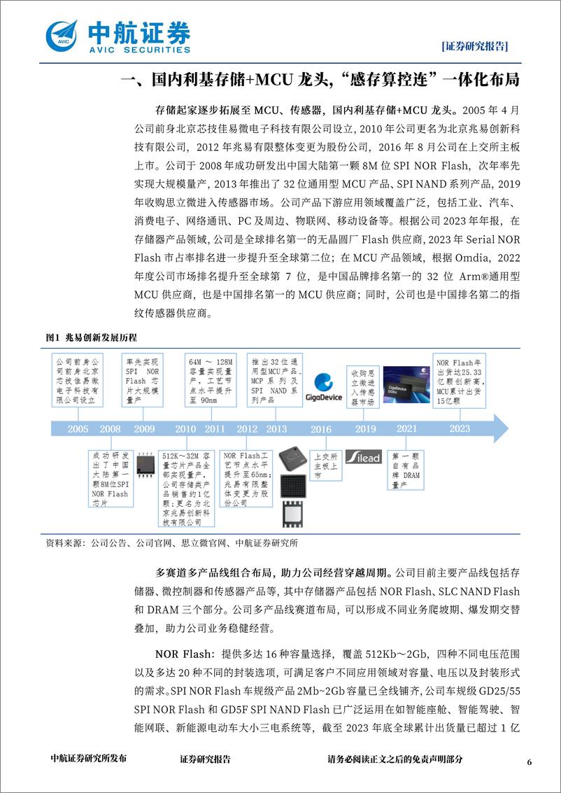 《兆易创新(603986)国内利基存储%2bMCU龙头，修炼内功穿越周期-240628-中航证券-33页》 - 第6页预览图