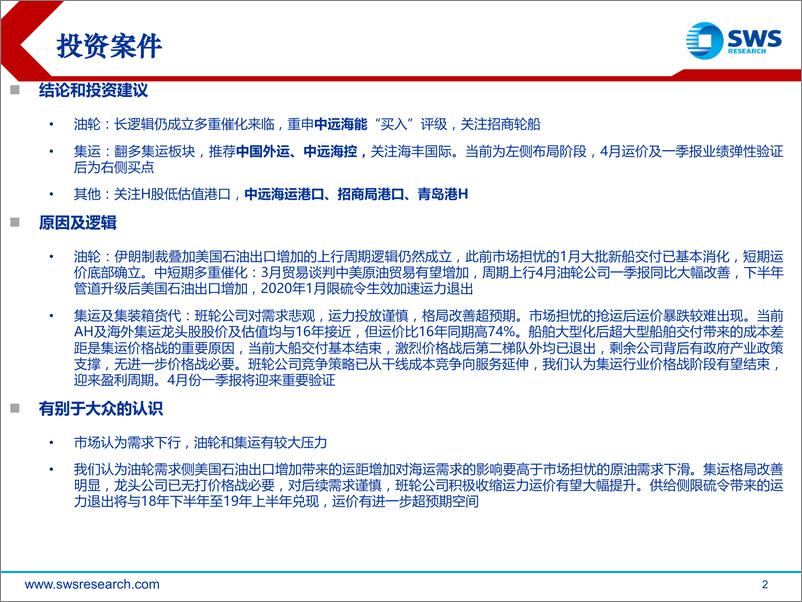 《航运行业深度研究：中美贸易战预期改善，油轮多重催化重申买入，集运格局改善底部翻多-20190225-申万宏源-43页》 - 第3页预览图