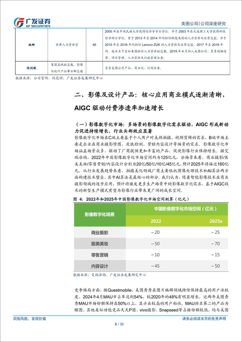 《美图公司(01357.HK)AI驱动付费率提升，生产力场景具备弹性-240624-广发证券-32页》 - 第8页预览图