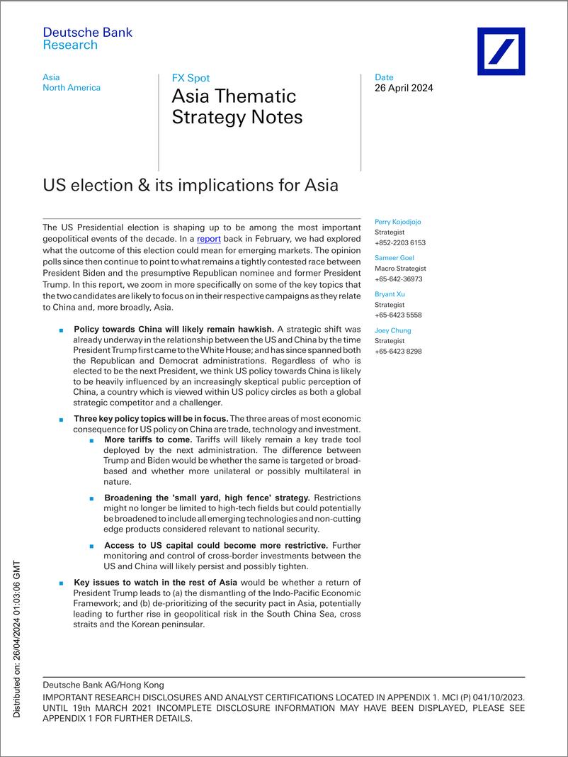 《Deutsche Bank-Asia Thematic Strategy Notes US election  its implications...-107823490》 - 第1页预览图
