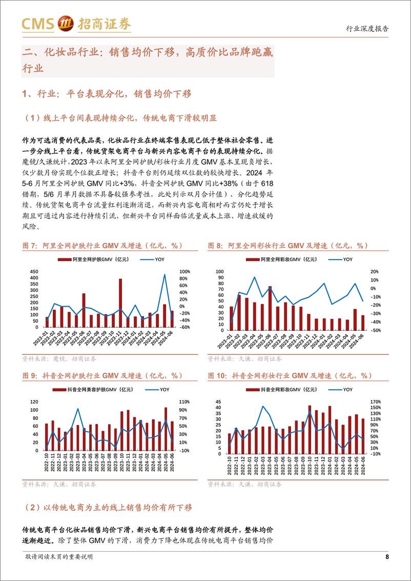 《美妆及个护行业半年度线上数据分析：需求趋于理性，关注质价比优势突出的品牌-240722-招商证券-29页》 - 第8页预览图