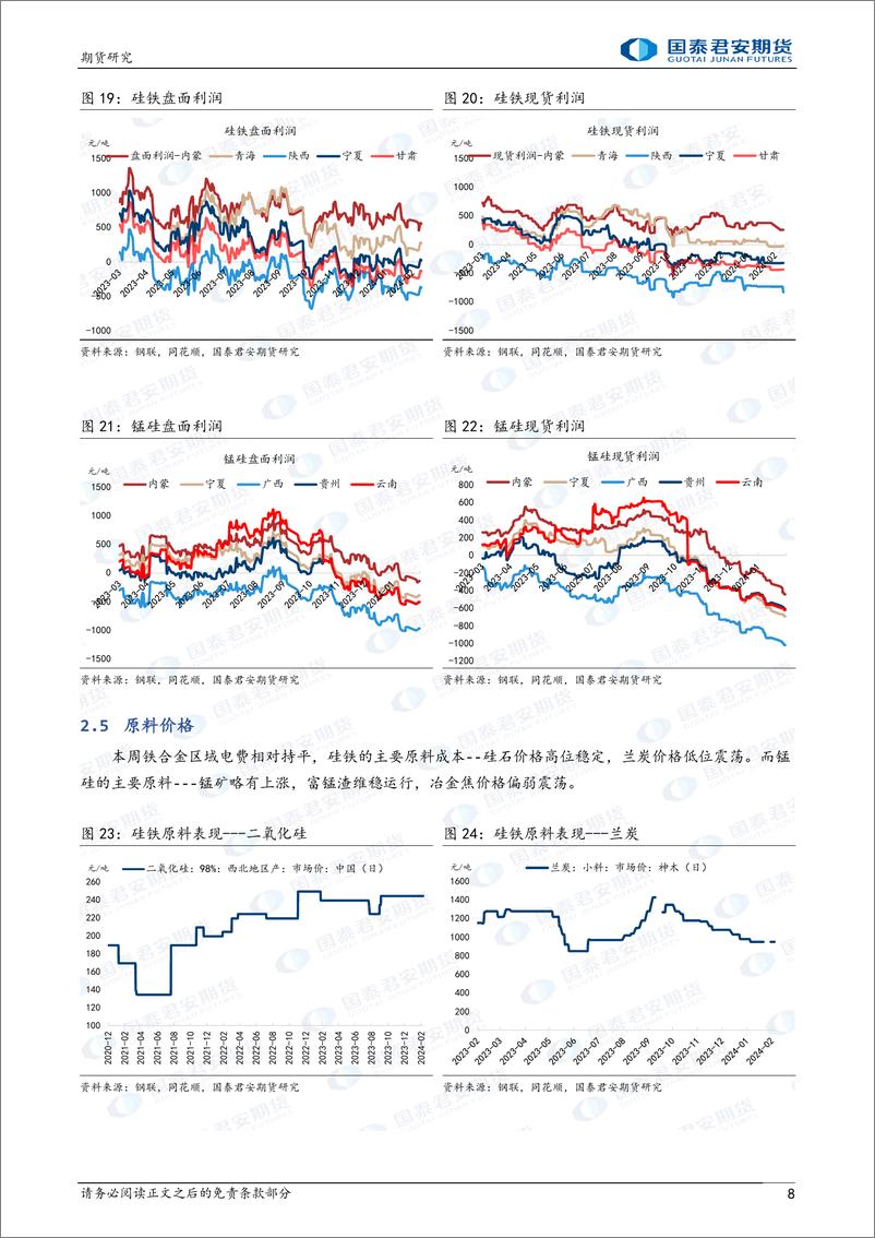 《硅铁：库存边际累积，顶部承压 锰硅：需求仍有观望，低位震荡-20240225-国泰期货-10页》 - 第8页预览图