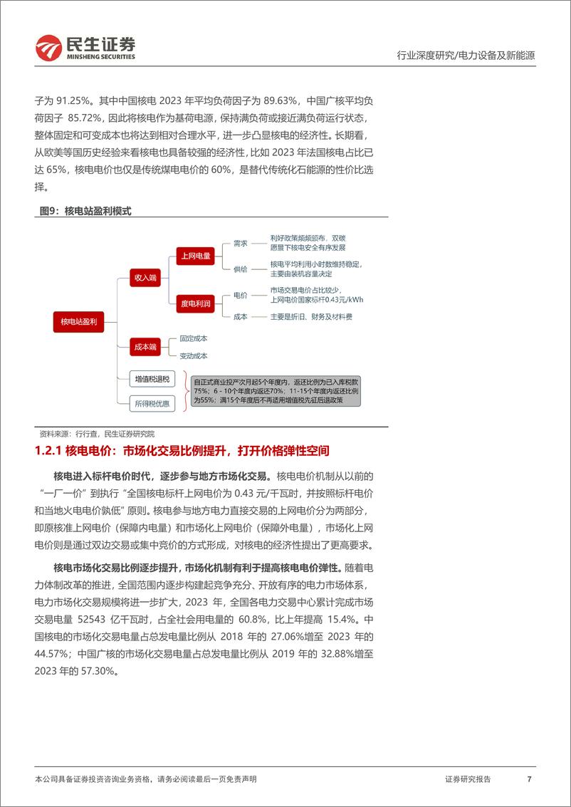 《电力行业系列深度(01)：重要基荷能源，核电迈入高景气周期-240716-民生证券-61页》 - 第7页预览图