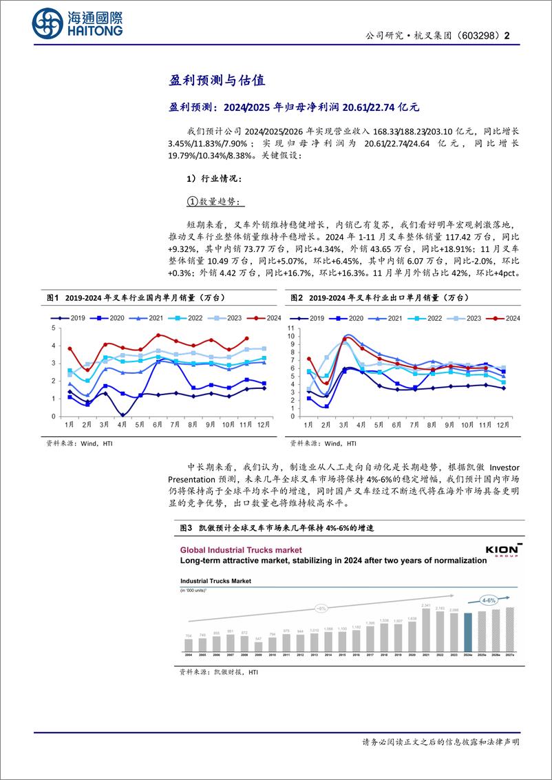 《杭叉集团(603298)公司跟踪报告：拟投资成立美国智能物流公司，开启国际化战略新篇章-241224-海通国际-14页》 - 第2页预览图