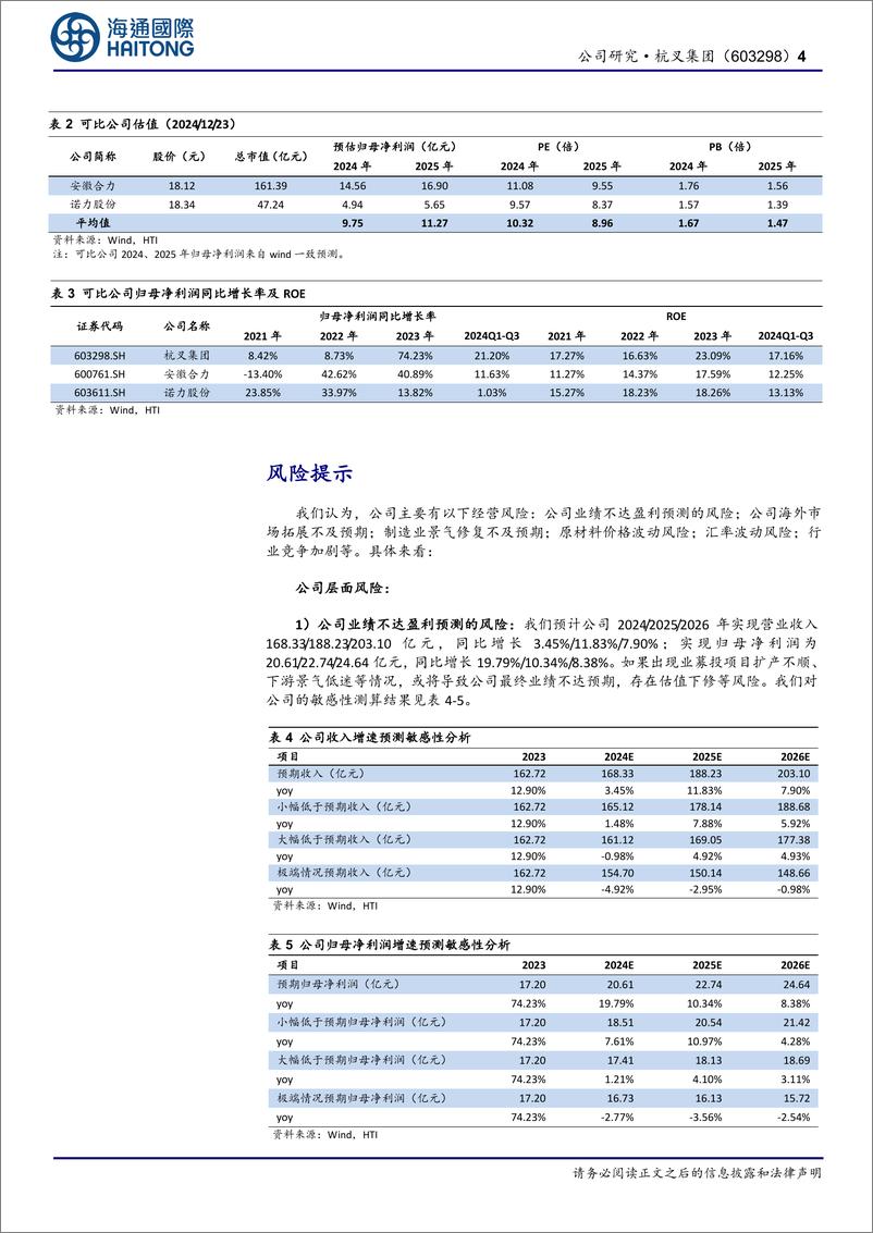 《杭叉集团(603298)公司跟踪报告：拟投资成立美国智能物流公司，开启国际化战略新篇章-241224-海通国际-14页》 - 第4页预览图