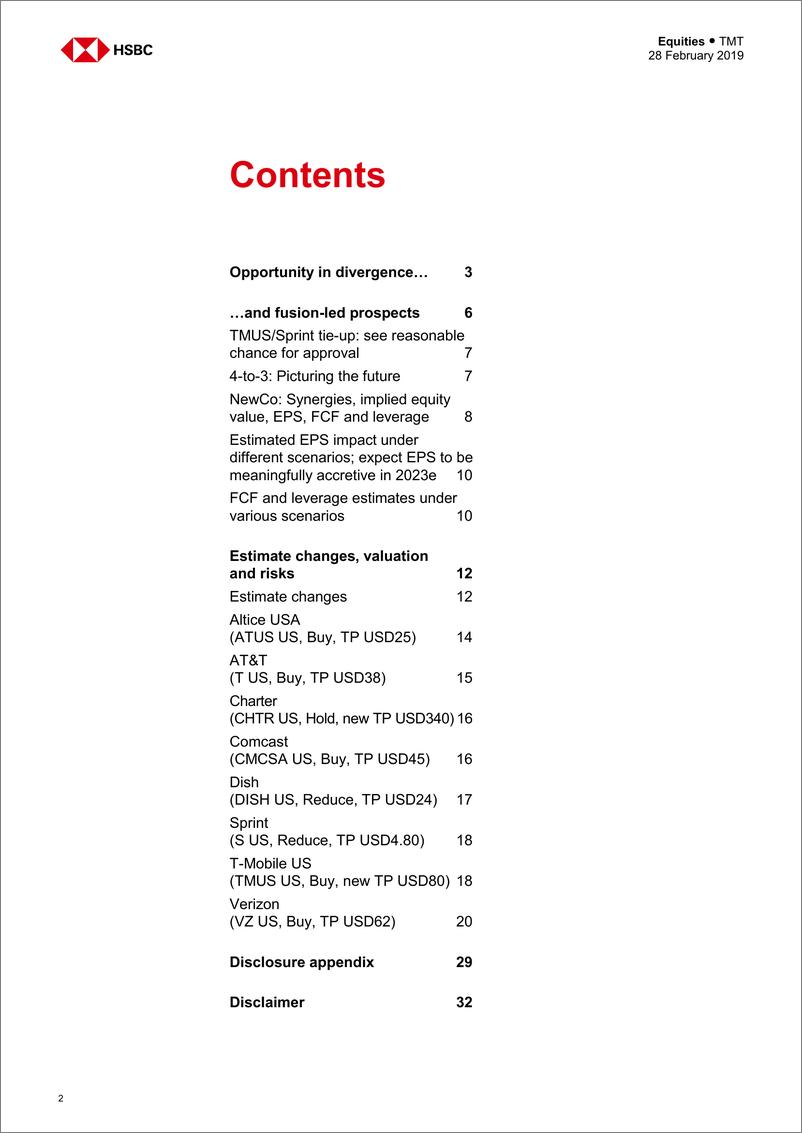 《汇丰银行-美股-TMT行业-美国电信行业：分歧和融合的机遇-2019.2.26-33页》 - 第3页预览图