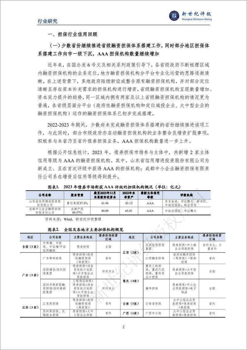 《新世纪评级：2023年融资担保行业信用回顾与2024年展望报告》 - 第2页预览图