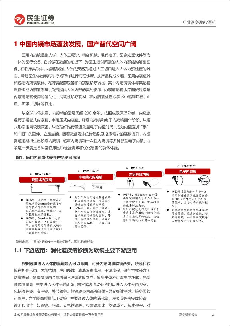 《软式内窥镜行业深度报告：内镜市场空间广阔，国产替代扬帆起航-240309-民生证券-48页》 - 第3页预览图