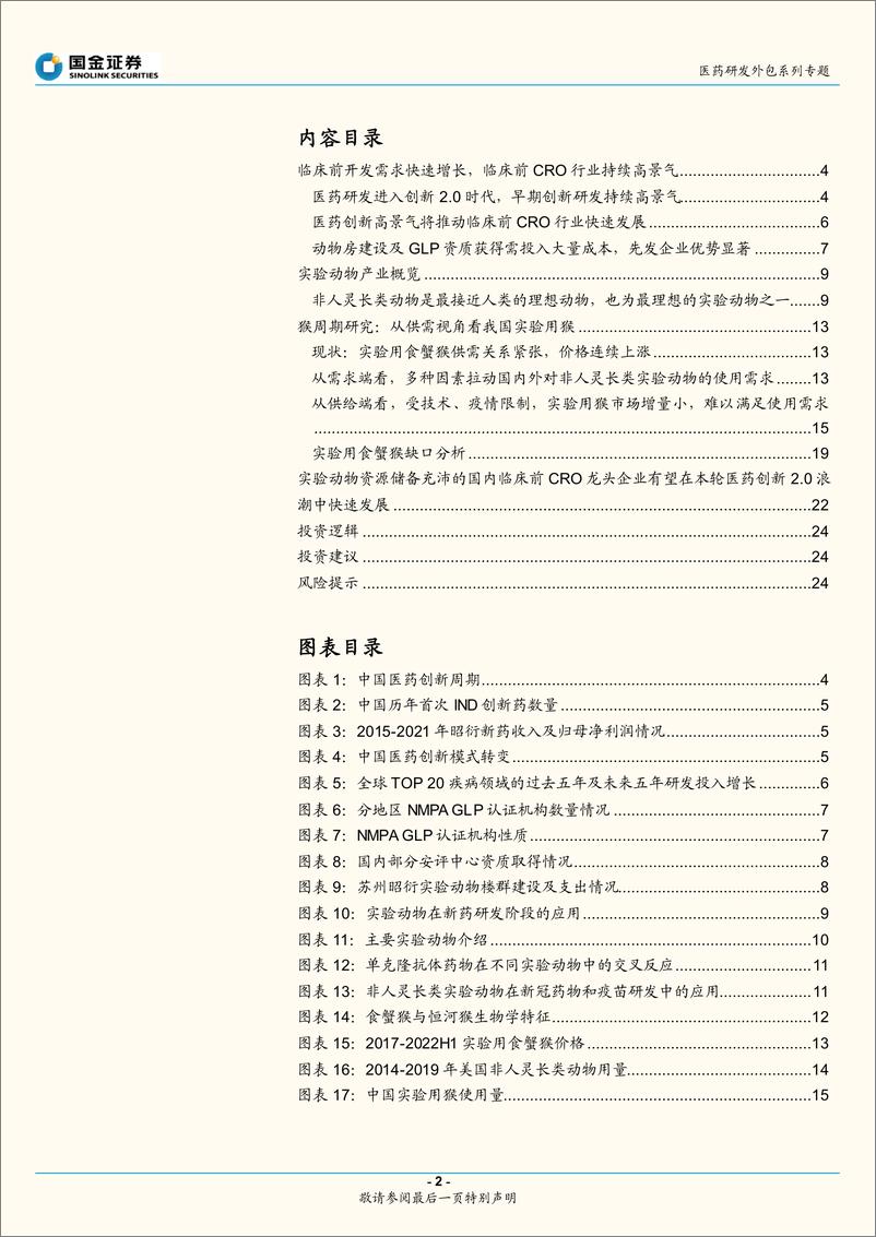 《医药行业研发外包系列专题：临床前CRO与实验用猴供需周期解读与展望（2022 版）-20220608-国金证券-25页 》 - 第3页预览图